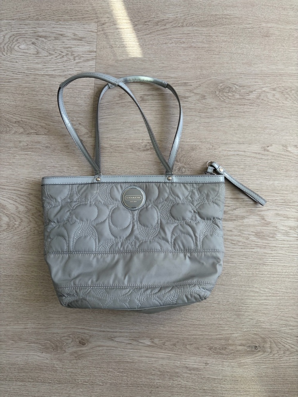 Coach Quilted Tote in Light Gray